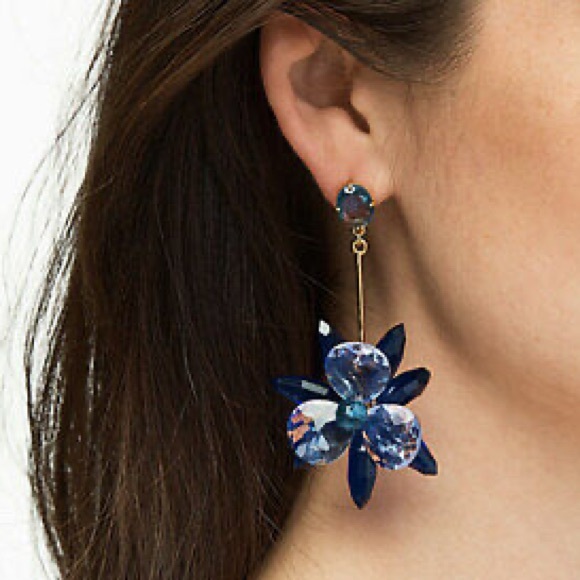 Kate Spade New York Blooming Brilliant Crystal Blue Flower Drop  Earrings - Picture 7 of 8